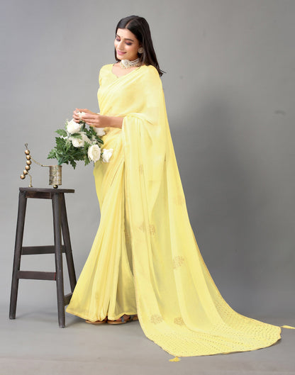 Light Yellow Chiffon Saree | Sudathi