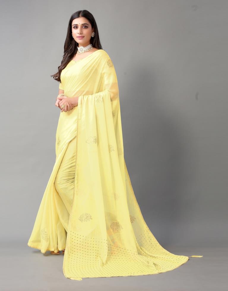 Light Yellow Chiffon Saree | Sudathi