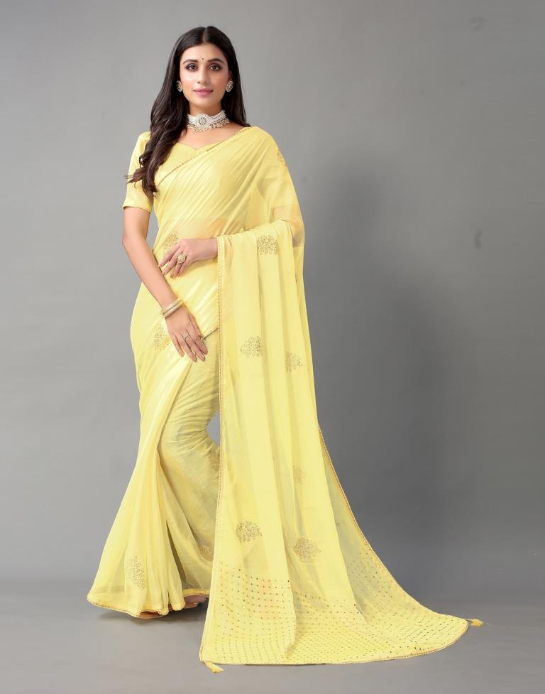 Light Yellow Chiffon Saree | Sudathi