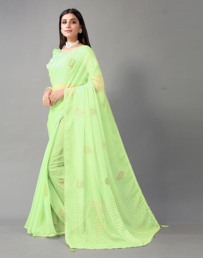 Pista Green Chiffon Saree | Sudathi