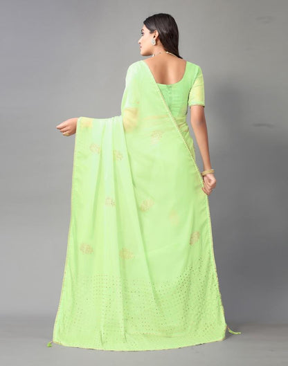 Pista Green Chiffon Saree | Sudathi