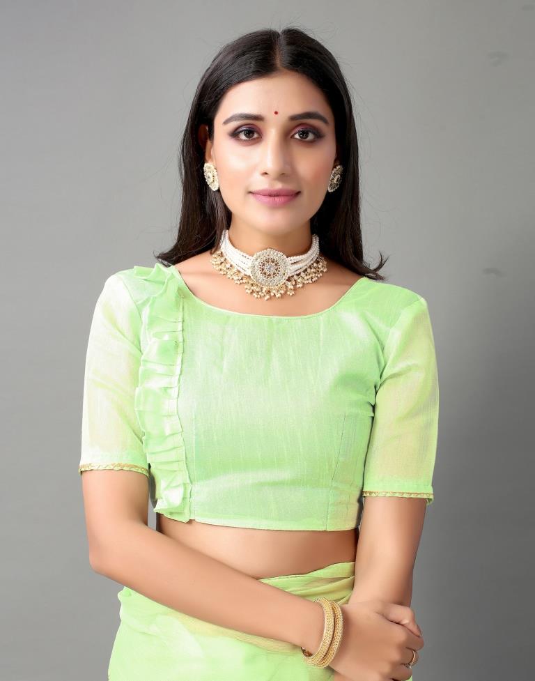 Pista Green Chiffon Saree | Sudathi