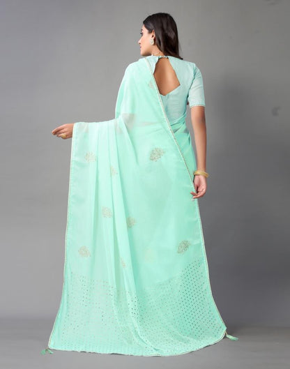 Light Aqua Blue Chiffon Saree | Sudathi