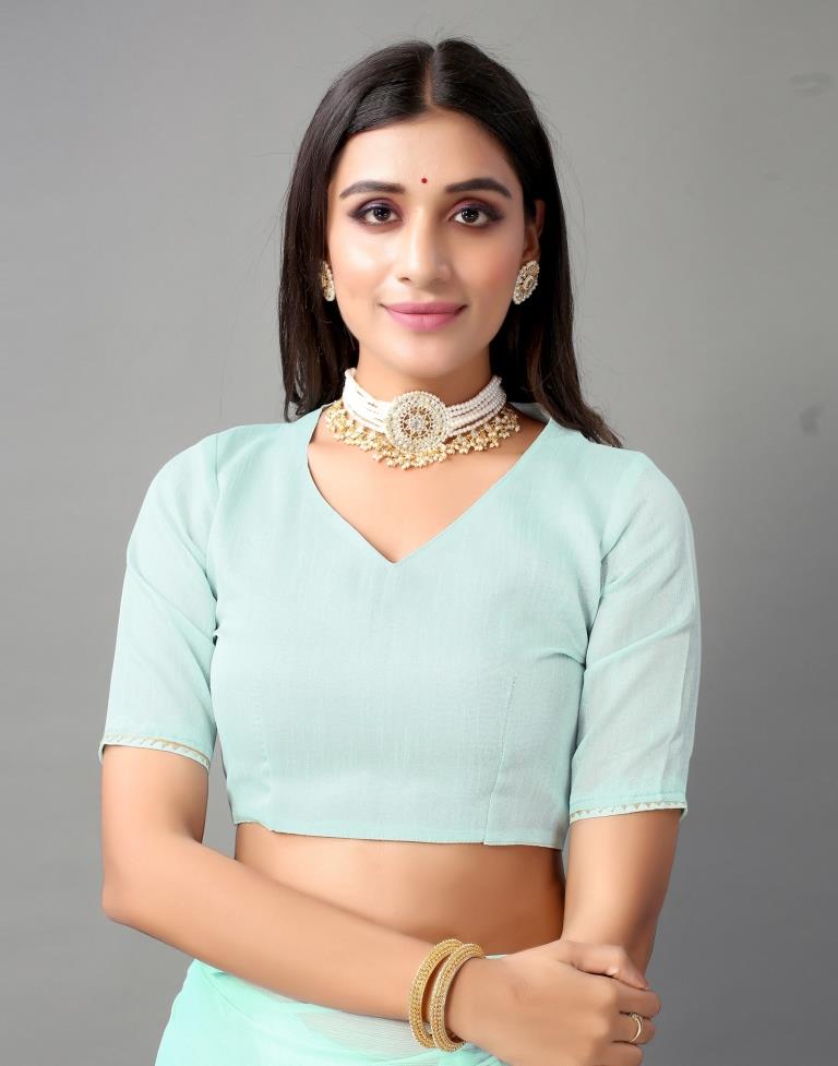 Light Aqua Blue Chiffon Saree | Sudathi