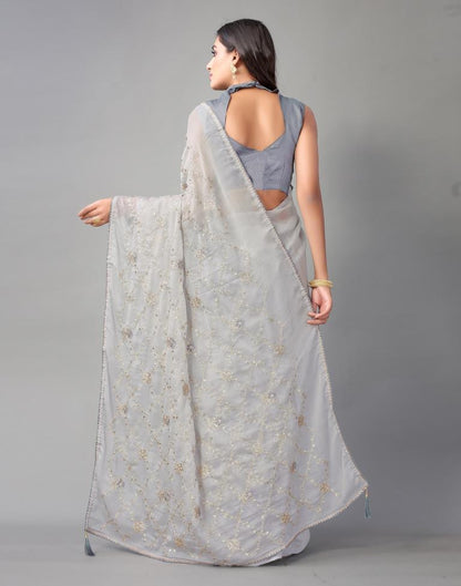 Light Grey Chiffon Saree | Sudathi