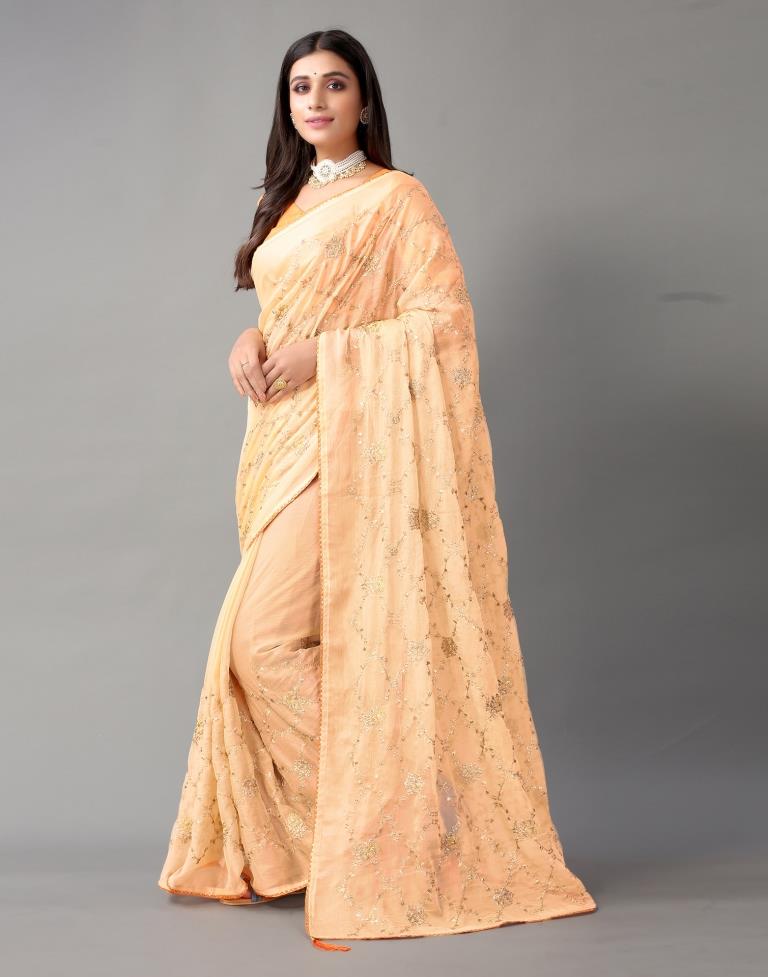 Peach Chiffon Saree | Sudathi