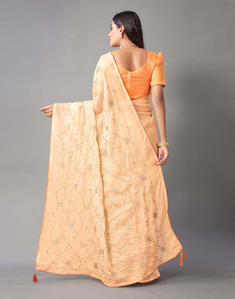 Peach Chiffon Saree | Sudathi