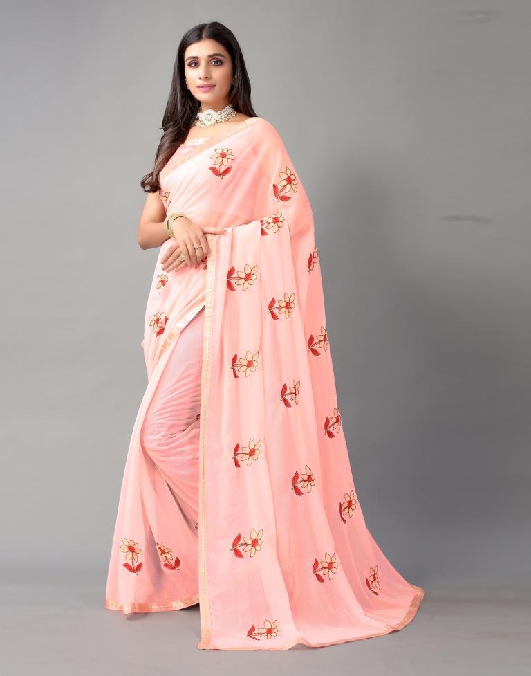 Light Pink Chiffon Saree | Sudathi