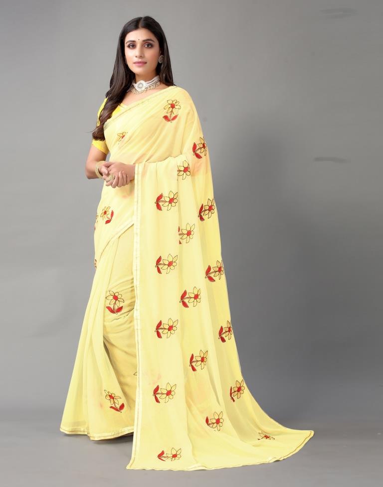 Light Yellow Chiffon Saree | Sudathi