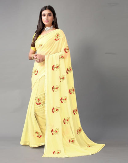 Light Yellow Chiffon Saree | Sudathi