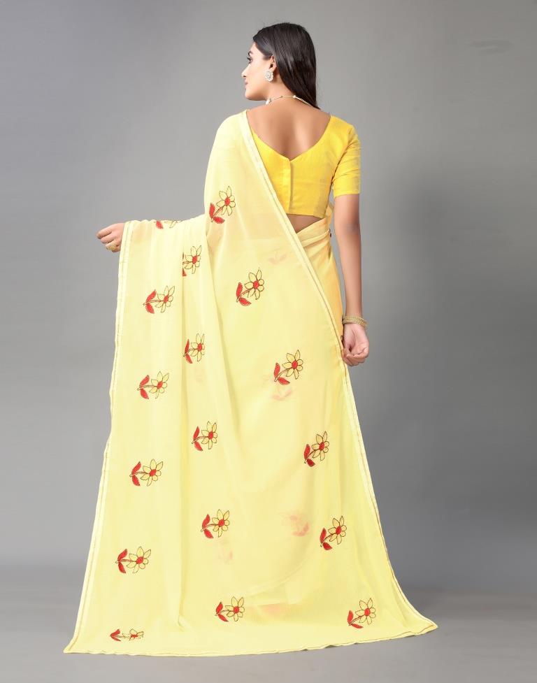 Light Yellow Chiffon Saree | Sudathi