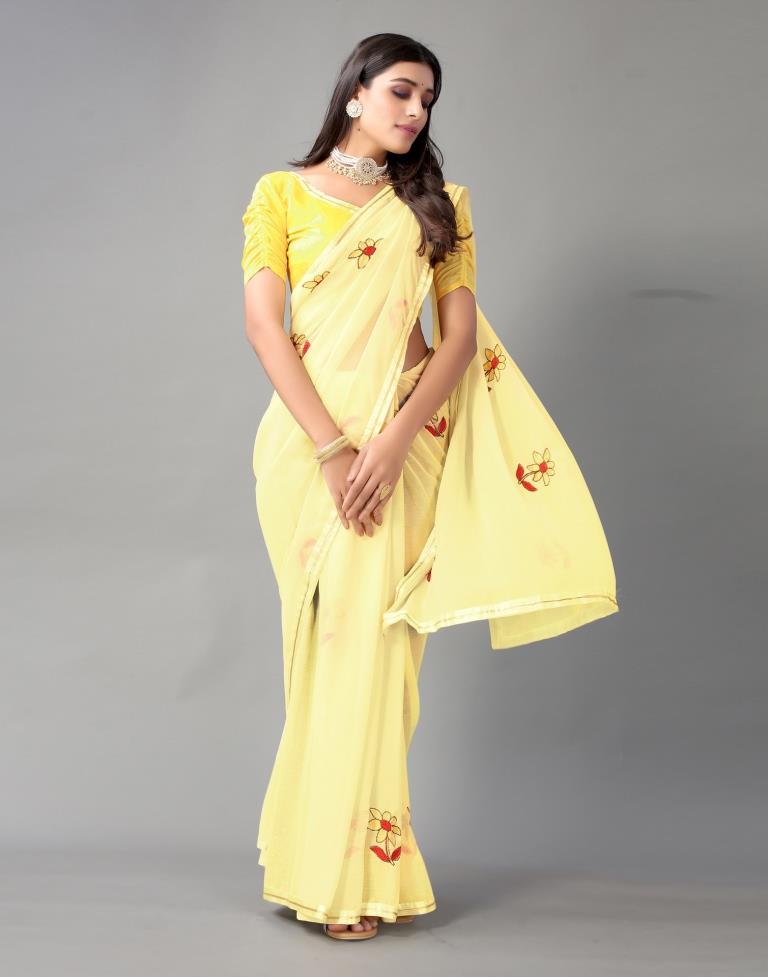 Light Yellow Chiffon Saree | Sudathi