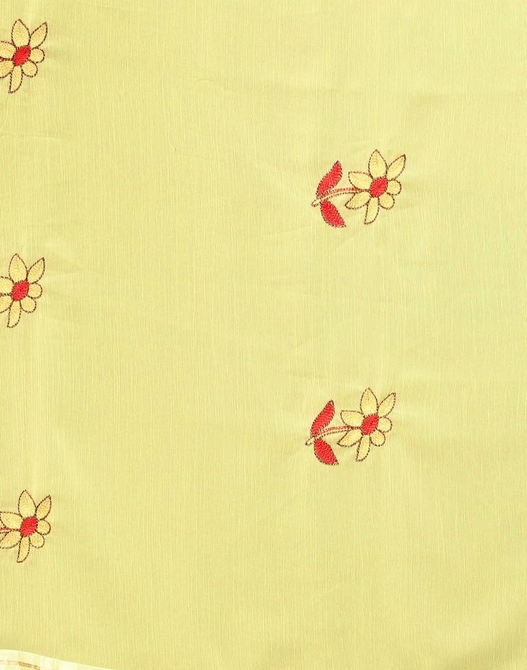 Light Yellow Chiffon Saree | Sudathi