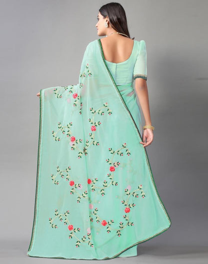 Light Aqua Blue Chiffon Saree | Sudathi