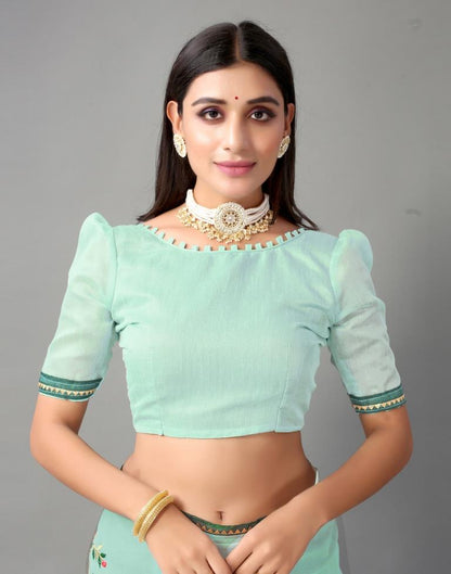 Light Aqua Blue Chiffon Saree | Sudathi