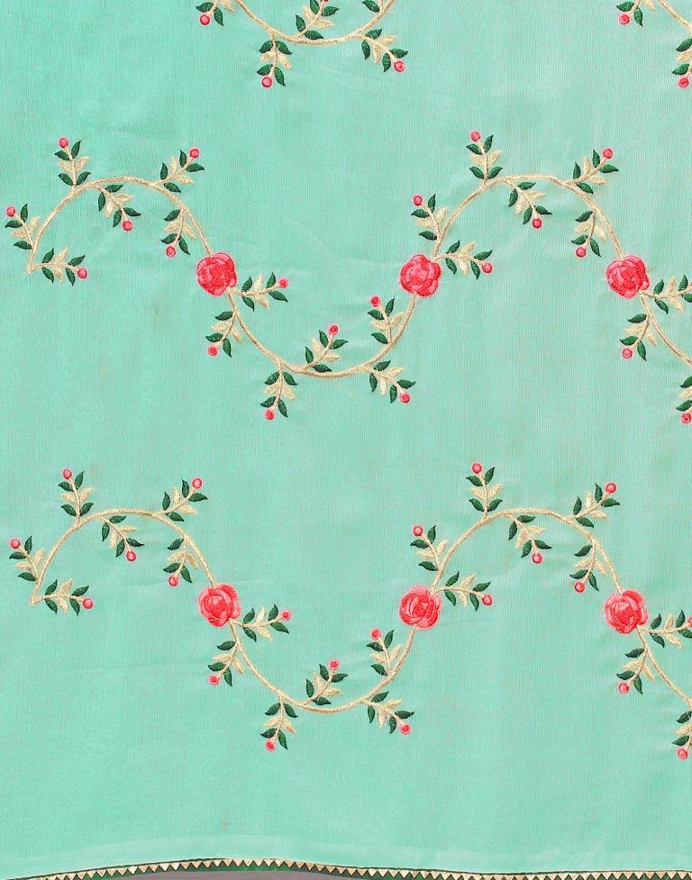 Light Aqua Blue Chiffon Saree | Sudathi