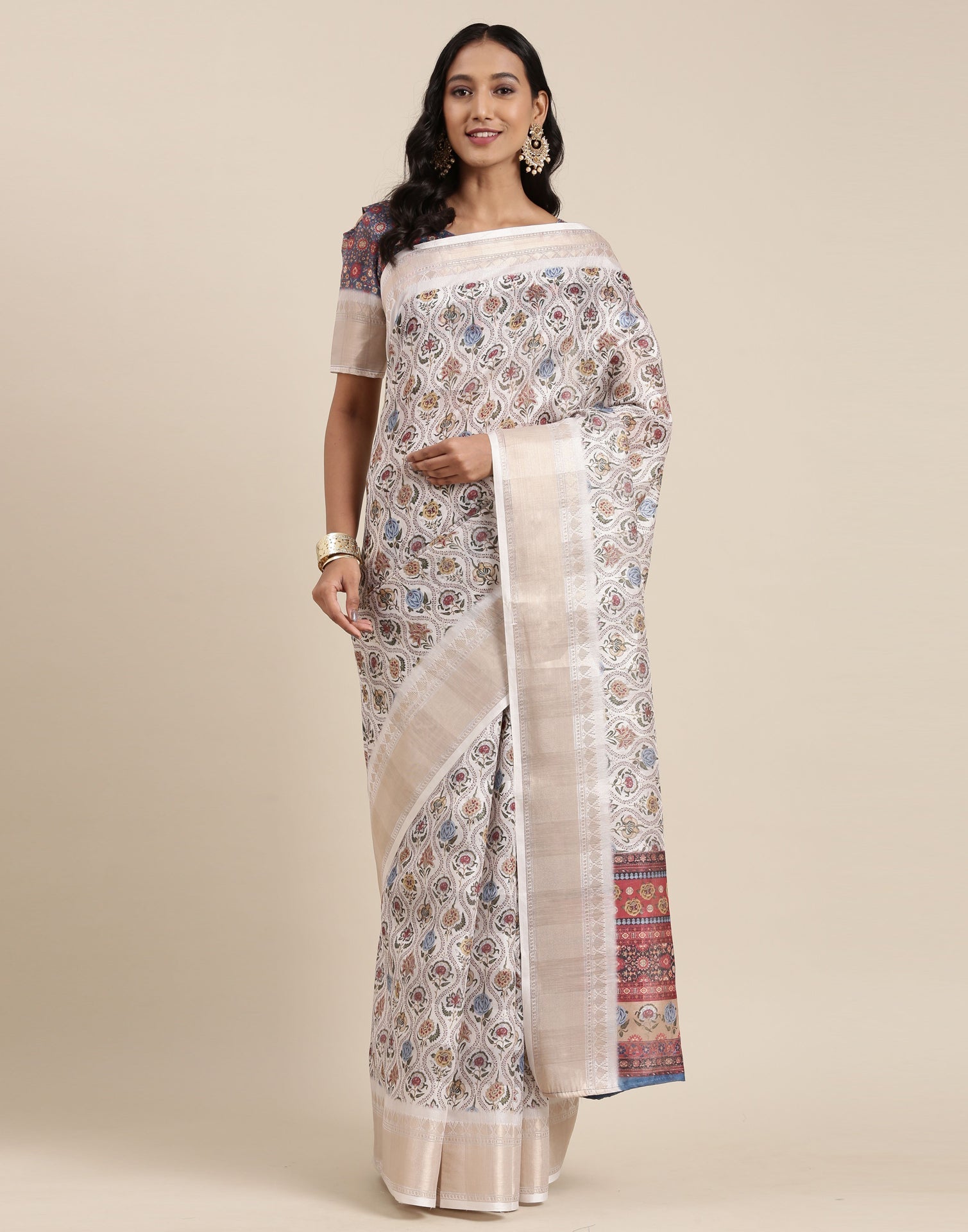 Off White Viscose Saree | Sudathi