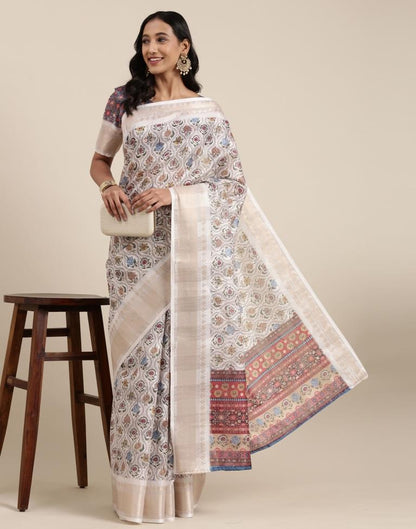 Off White Viscose Saree | Sudathi