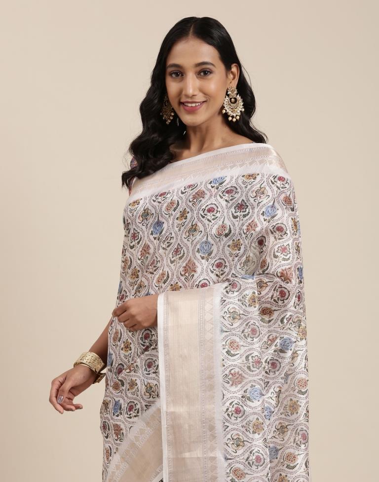 Off White Viscose Saree | Sudathi