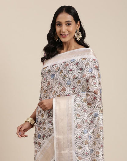 Off White Viscose Saree | Sudathi