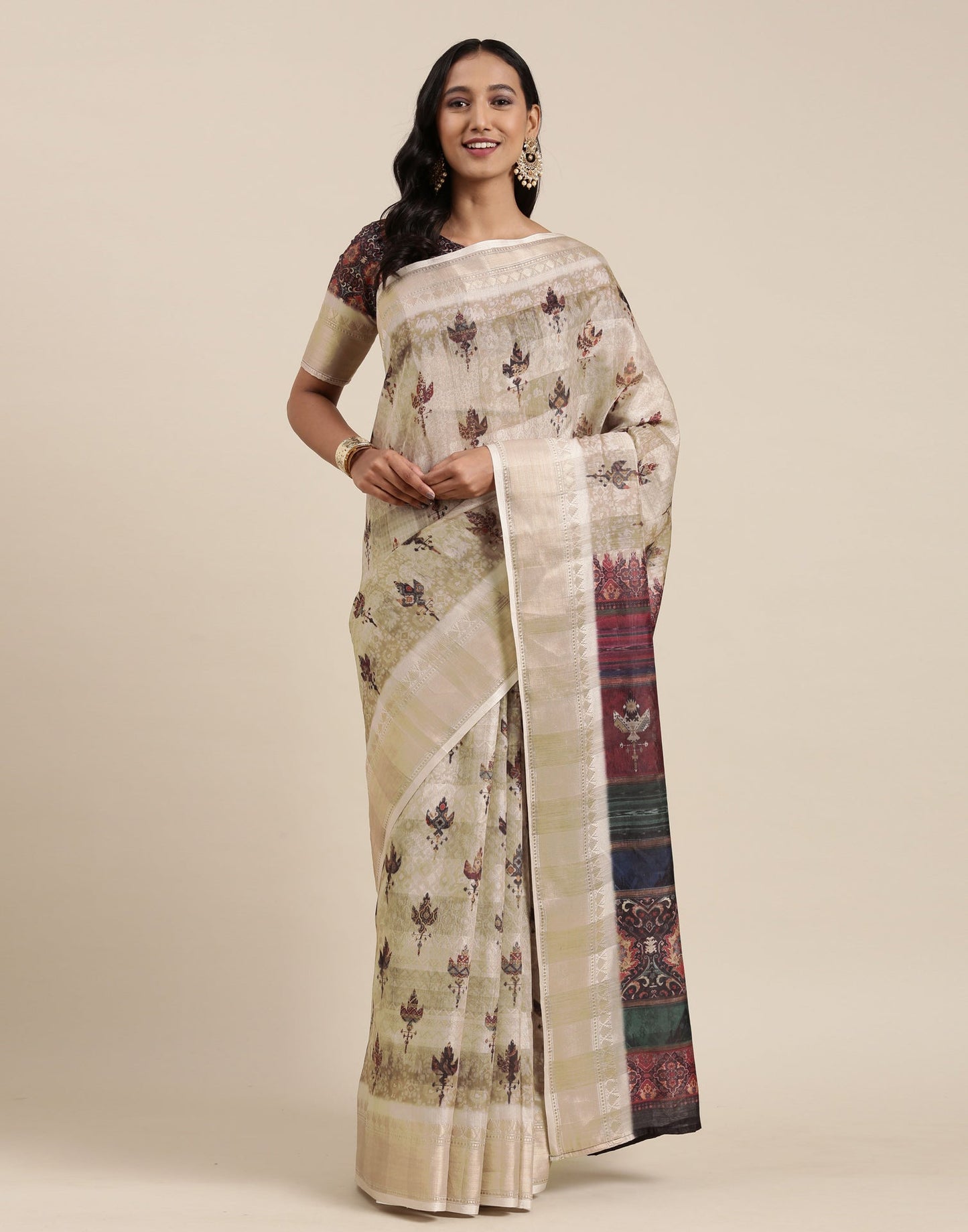 Beige Viscose Saree | Sudathi