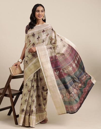 Beige Viscose Saree | Sudathi