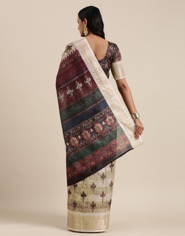 Beige Viscose Saree | Sudathi