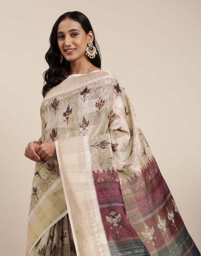 Beige Viscose Saree | Sudathi