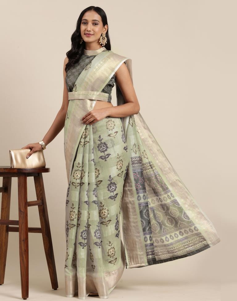 Light Olive Viscose Saree | Sudathi