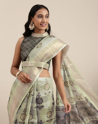 Light Olive Viscose Saree | Sudathi