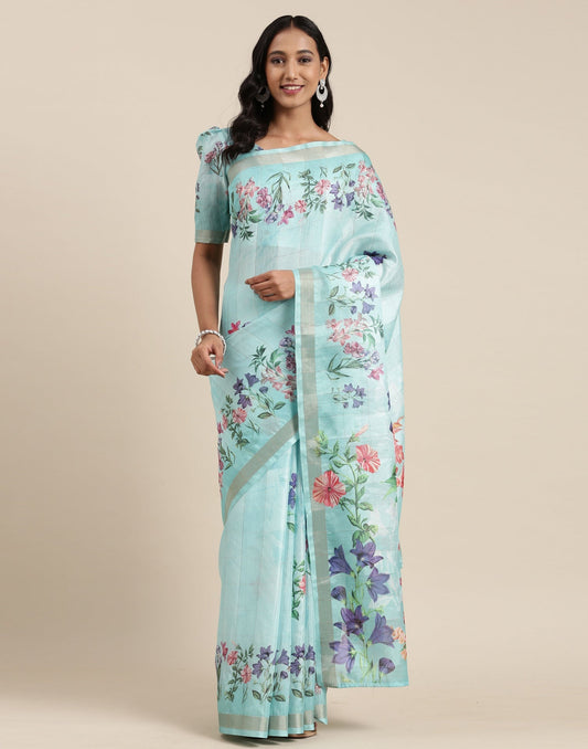 Aqua Blue Viscose Saree | Sudathi