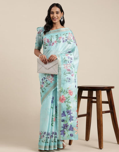 Aqua Blue Viscose Saree | Sudathi