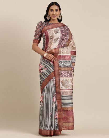 Dusty Green And Multicolored Viscose Saree | Sudathi