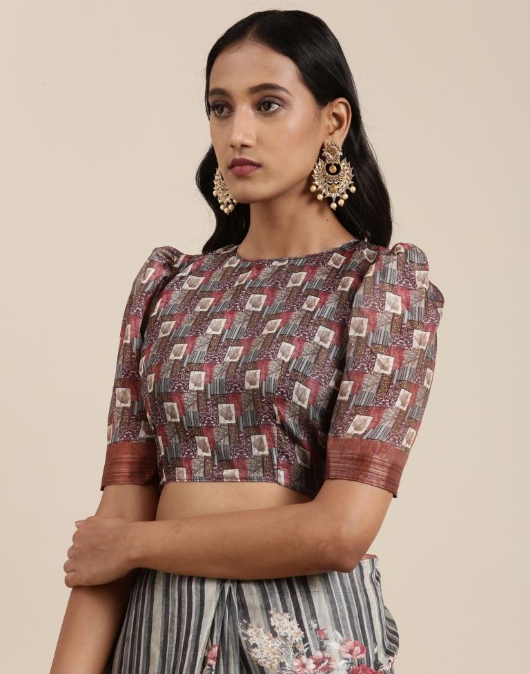 Dusty Green And Multicolored Viscose Saree | Sudathi