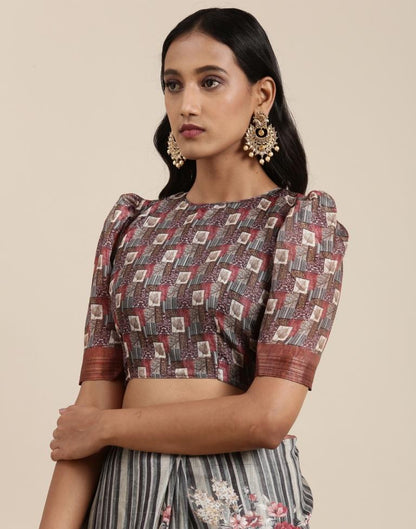 Dusty Green And Multicolored Viscose Saree | Sudathi