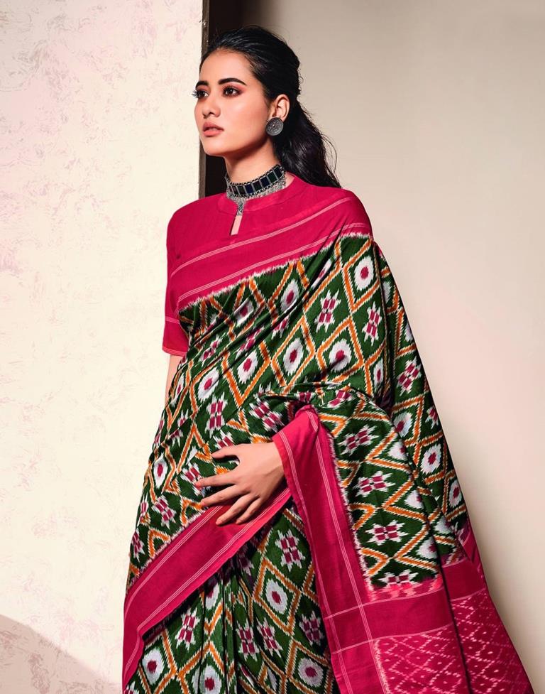 Dark Green Cotton Saree | Sudathi