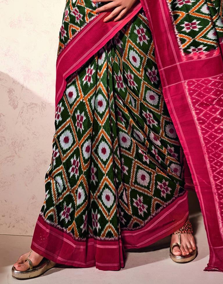 Dark Green Cotton Saree | Sudathi