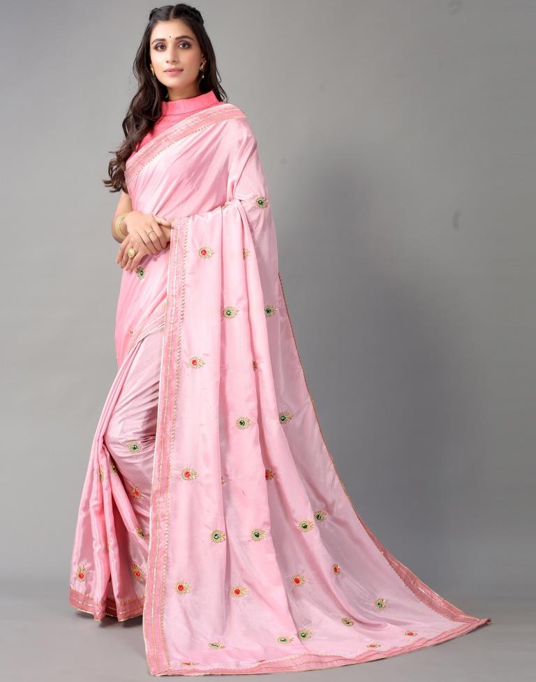 Light Pink Chinon Saree | Sudathi