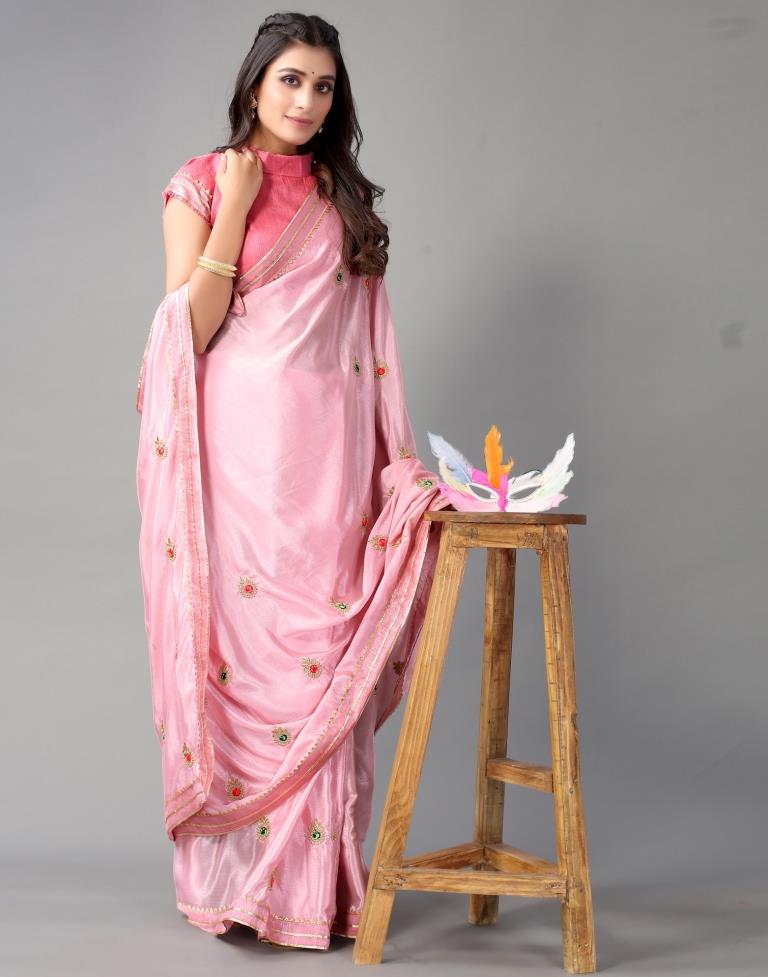 Light Pink Chinon Saree | Sudathi
