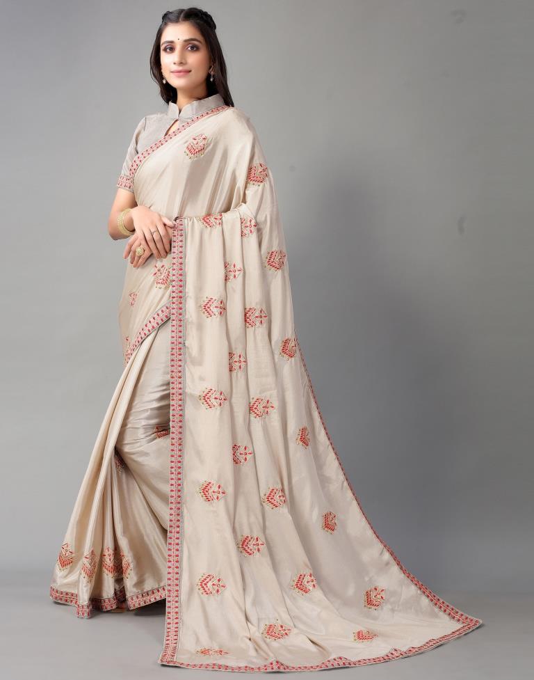 Beige Embroidery Saree | Sudathi