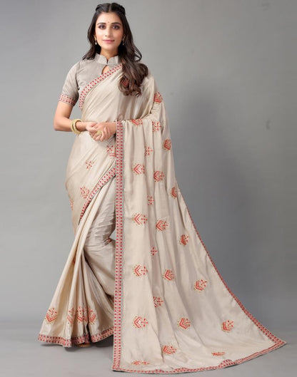 Beige Embroidery Saree | Sudathi