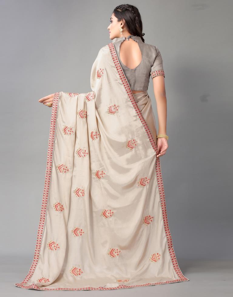 Beige Embroidery Saree | Sudathi