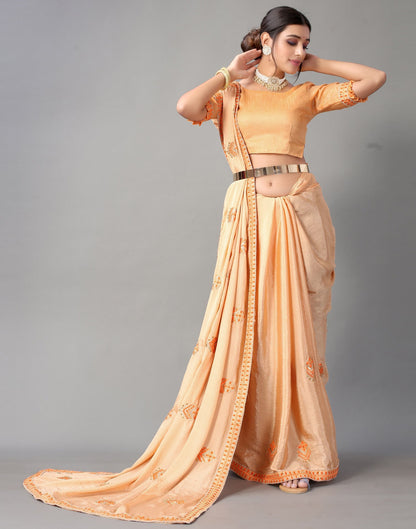 Light Orange Embroidery Saree | Sudathi