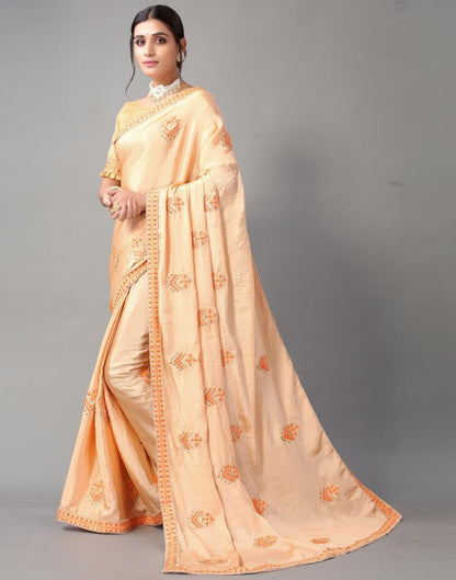 Light Orange Embroidery Saree | Sudathi