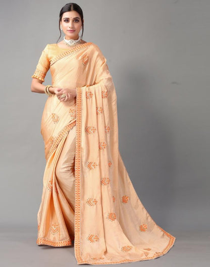 Light Orange Embroidery Saree | Sudathi