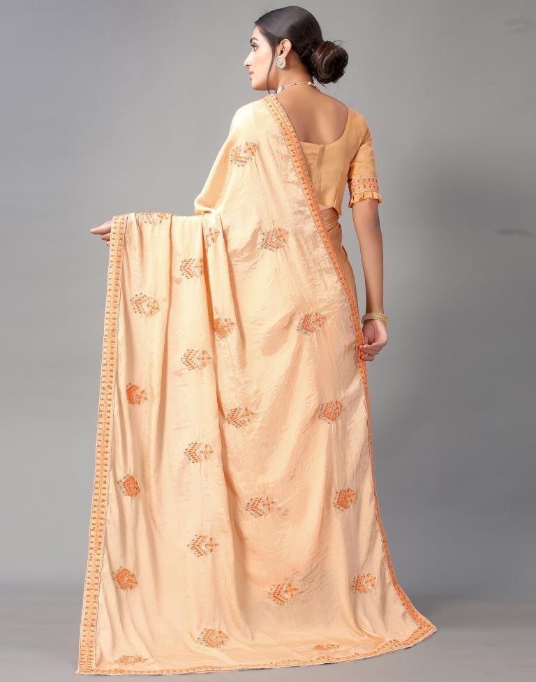 Light Orange Embroidery Saree | Sudathi