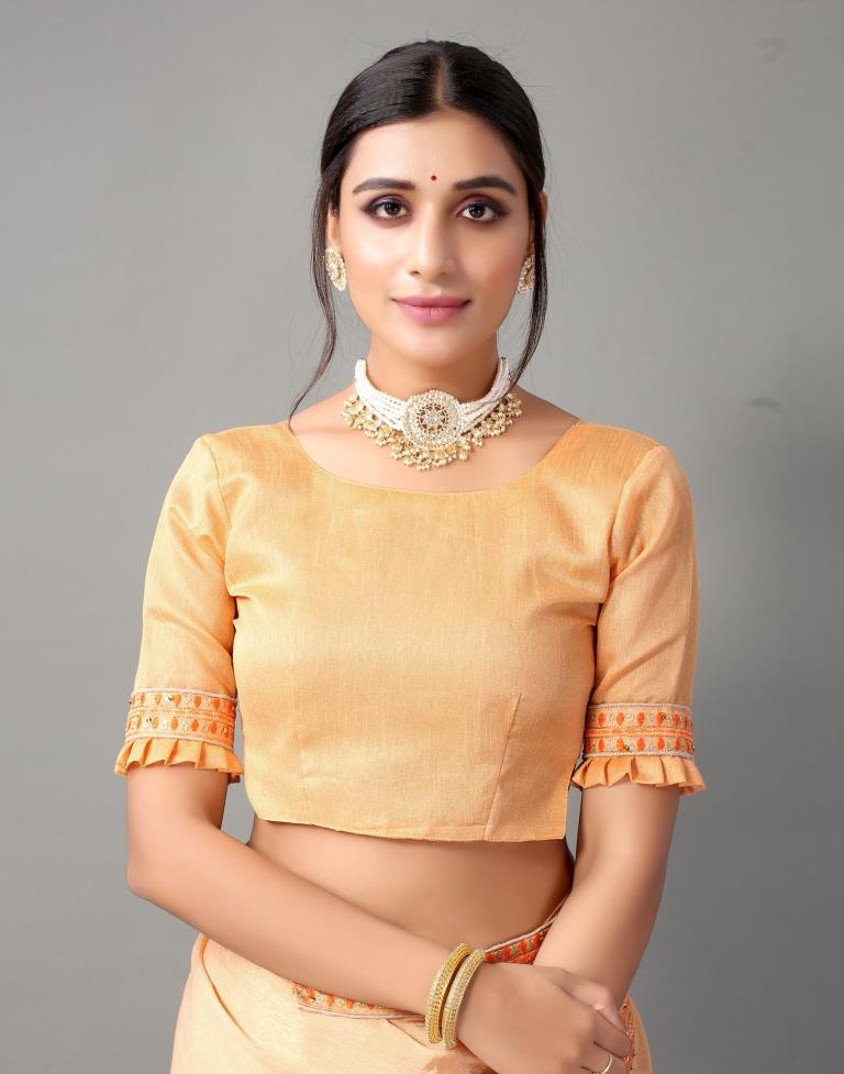 Light Orange Embroidery Saree | Sudathi