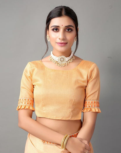 Light Orange Embroidery Saree | Sudathi