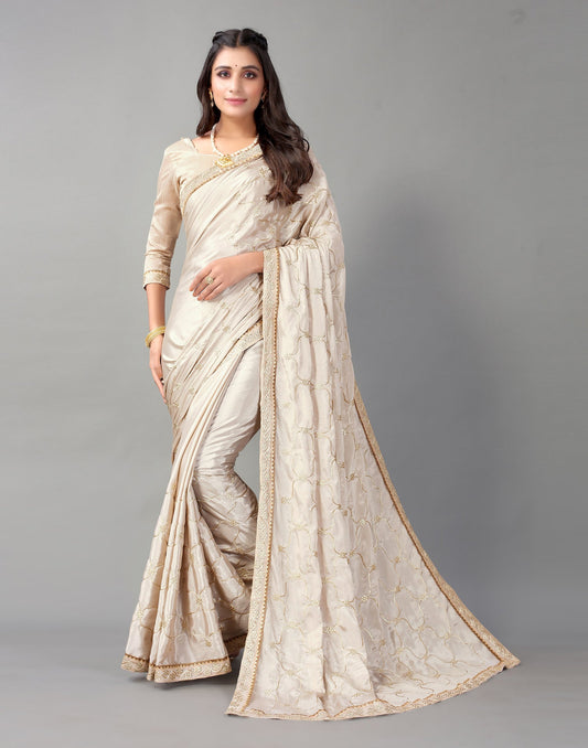 Light Brown Chinon Saree | Sudathi