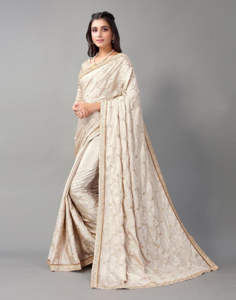 Light Brown Chinon Saree | Sudathi